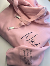 Load image into Gallery viewer, Personalised Cowl neck hoodie (chest & sleeve design)