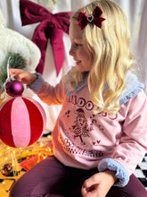 Load image into Gallery viewer, NEW &quot;Nadolig Llawen&quot; girls Christmas tree print (pink sweater with red)
