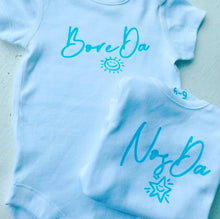 Load image into Gallery viewer, “BORE DA -NOS DA” baby vest set. Navy or pink
