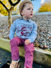 Load image into Gallery viewer, NEW &quot;Pwy sy&#39;n dwad...&quot; grey sweater with burgandy print
