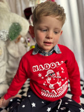 Load image into Gallery viewer, NEW &quot;Nadolig Llawen&quot; boys Red snowman print sweater
