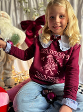 Load image into Gallery viewer, NEW &quot;Nadolig Llawen&quot; girls Christmas tree print (pink sweater with red)
