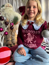 Load image into Gallery viewer, NEW &quot;Nadolig Llawen&quot; girls Christmas tree print (pink sweater with red)
