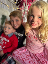 Load image into Gallery viewer, NEW &quot;Nadolig Llawen&quot; girls Christmas tree print (pink sweater with red)

