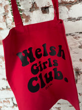 Load and play video in Gallery viewer, 2 sided &quot;Welsh girls Club&quot; bag with your personalised favourite Welsh saying on the back
