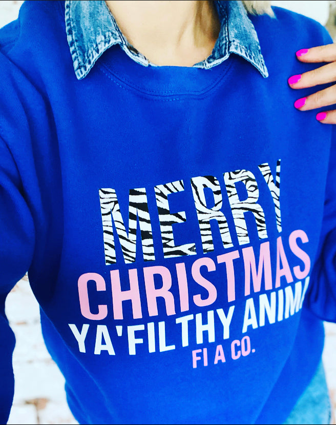 “Merry Christmas ya’filthy animal” sweater